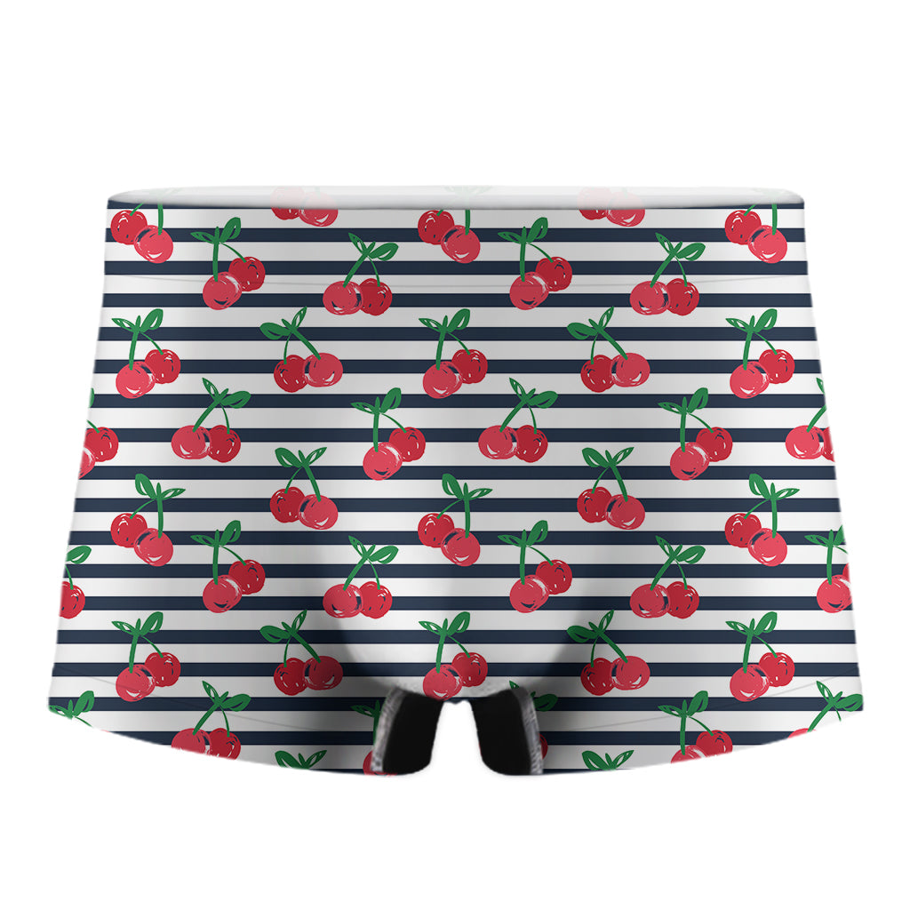 Cherry Striped Pattern Print Men's Boxer Briefs