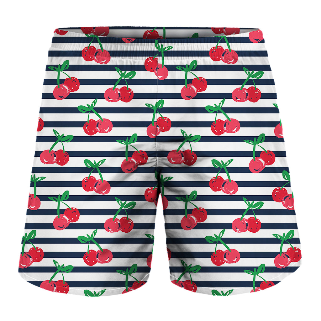 Cherry Striped Pattern Print Men's Shorts