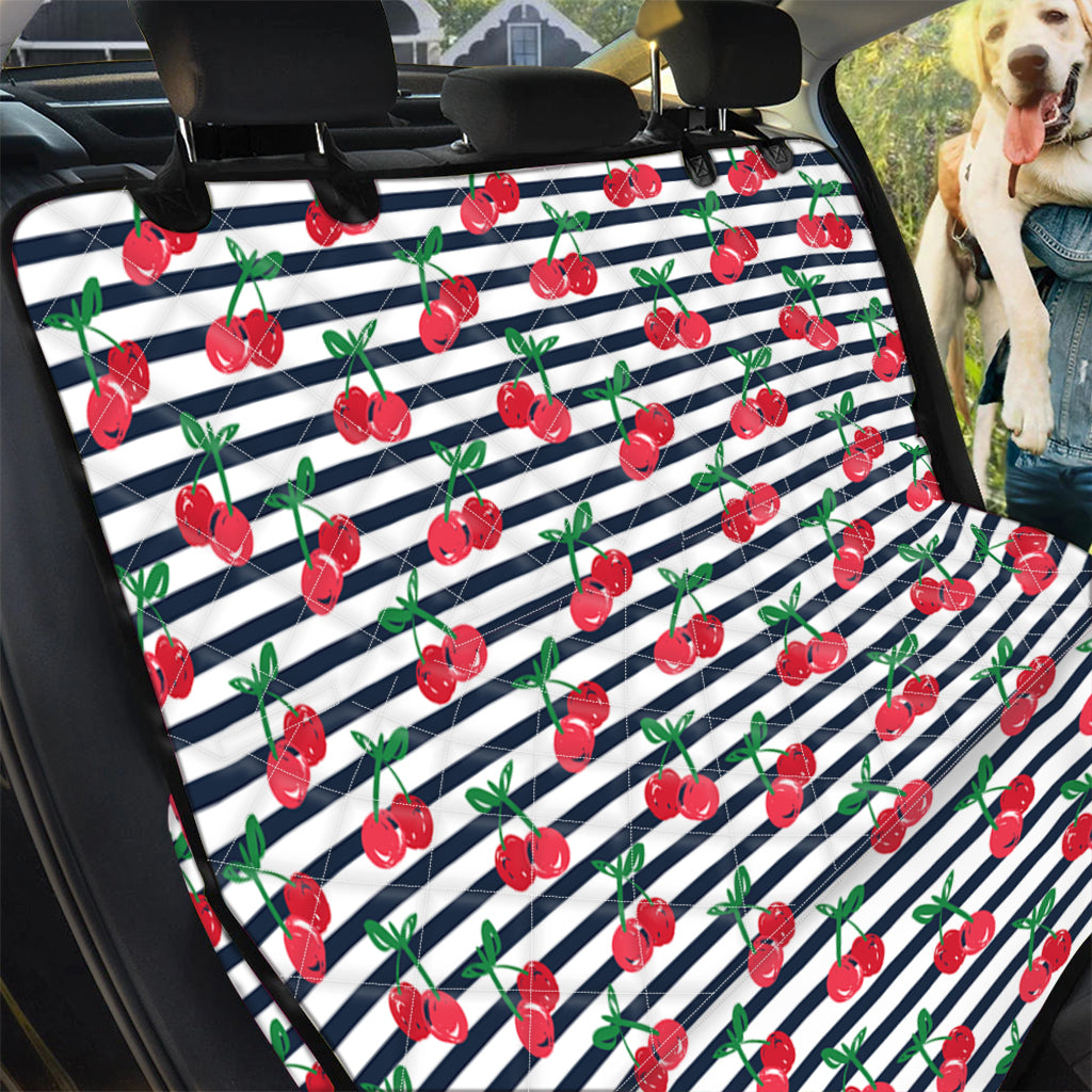 Cherry Striped Pattern Print Pet Car Back Seat Cover