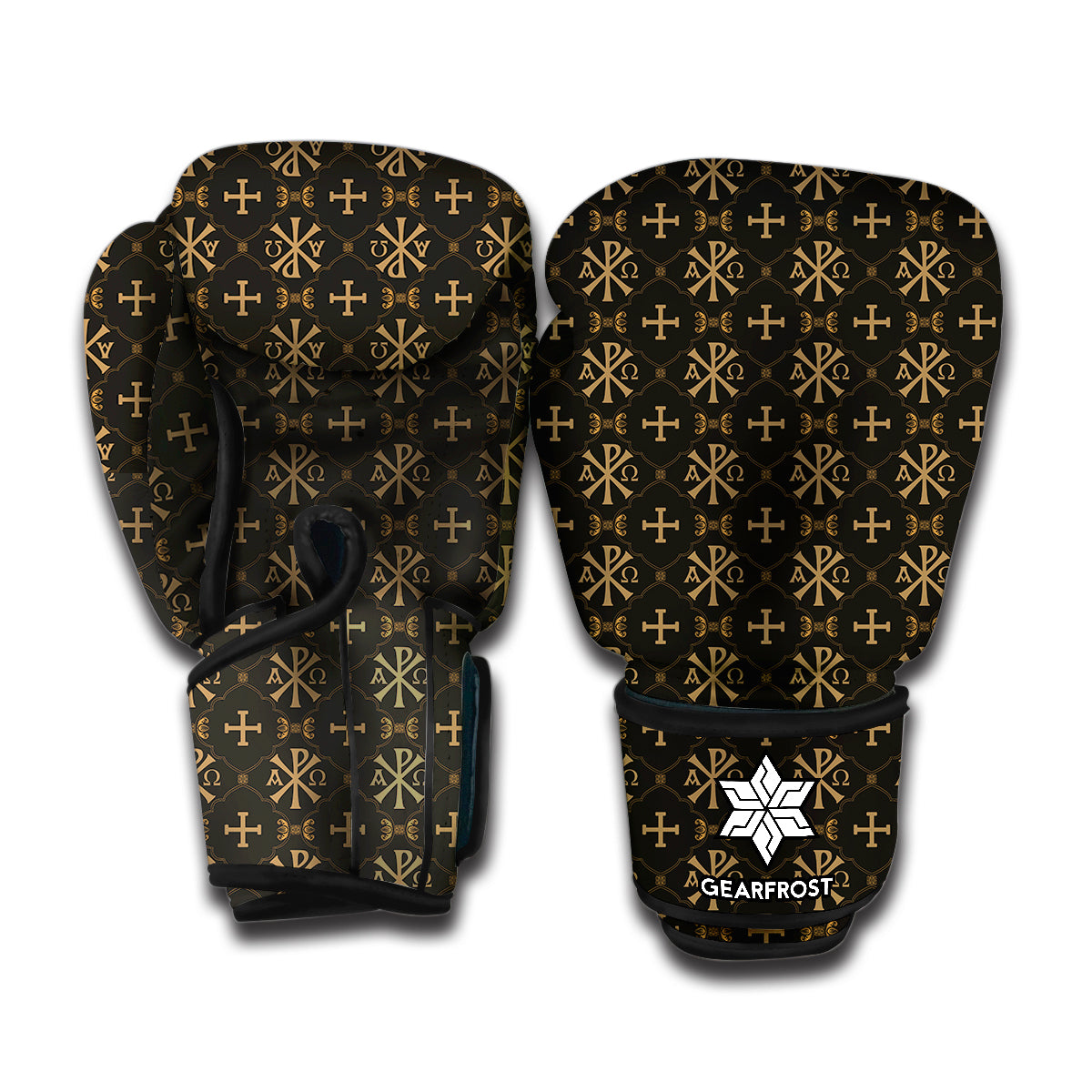 Chi Rho Orthodox Pattern Print Boxing Gloves