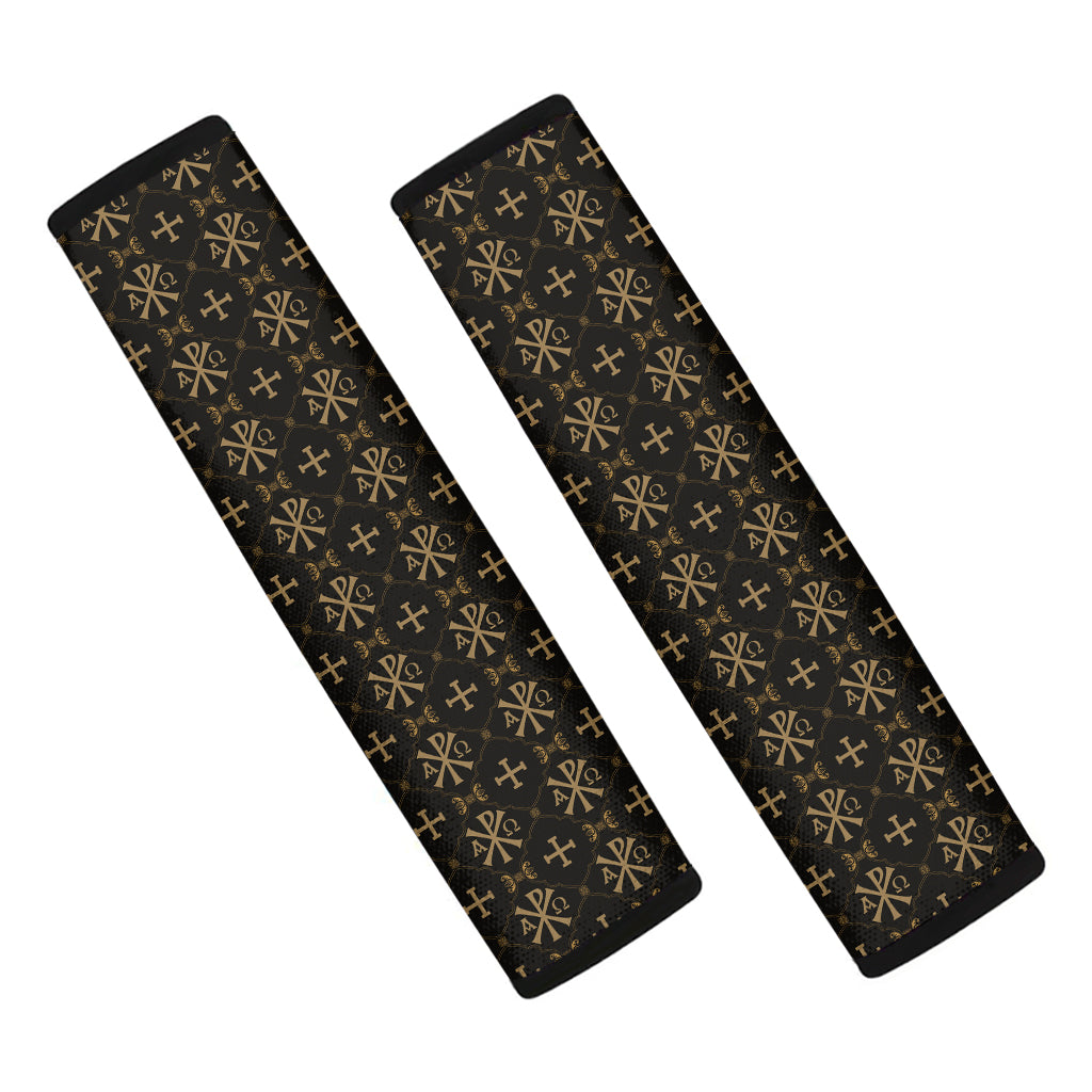 Chi Rho Orthodox Pattern Print Car Seat Belt Covers