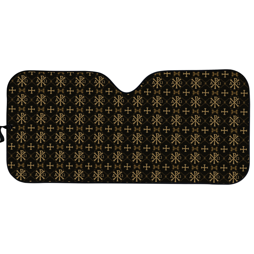 Chi Rho Orthodox Pattern Print Car Sun Shade