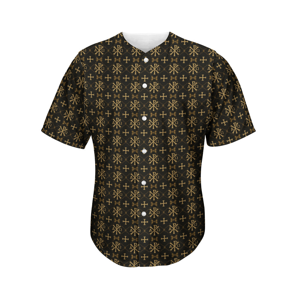 Chi Rho Orthodox Pattern Print Men's Baseball Jersey