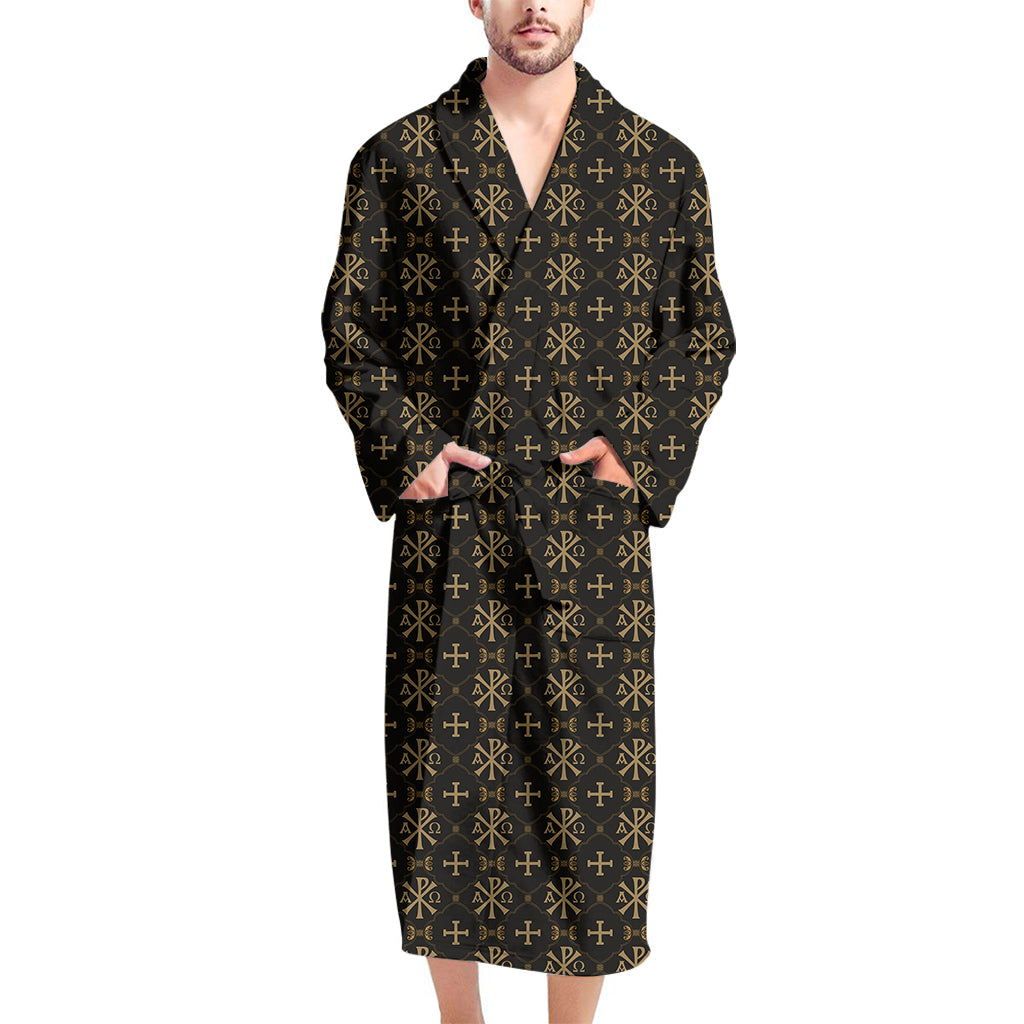 Chi Rho Orthodox Pattern Print Men's Bathrobe