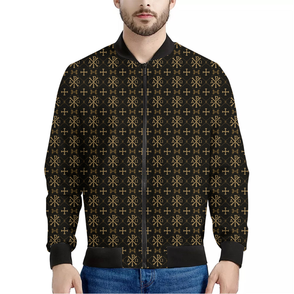 Chi Rho Orthodox Pattern Print Men's Bomber Jacket