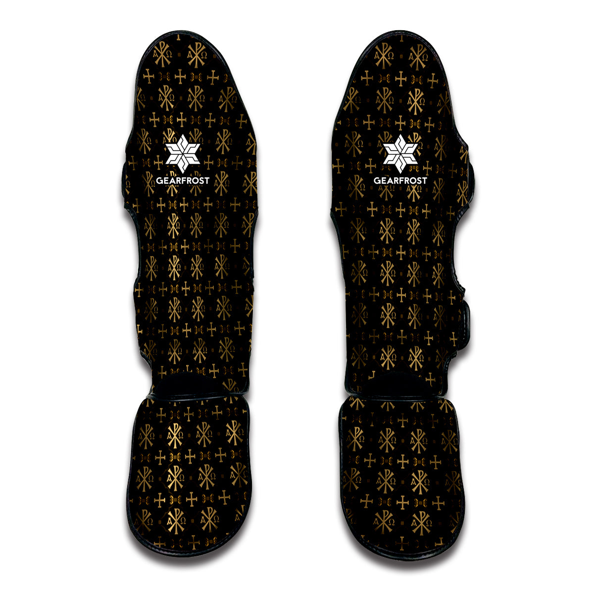 Chi Rho Orthodox Pattern Print Muay Thai Shin Guards