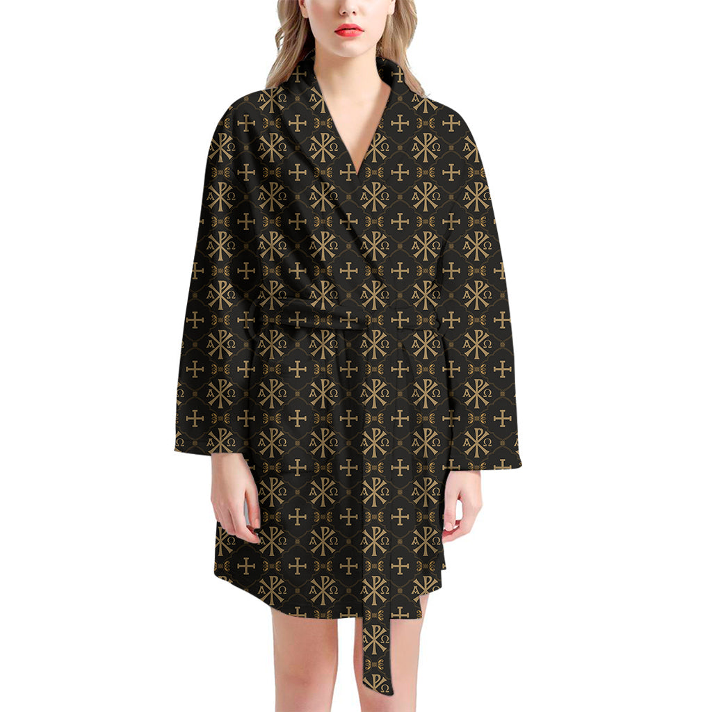 Chi Rho Orthodox Pattern Print Women's Bathrobe