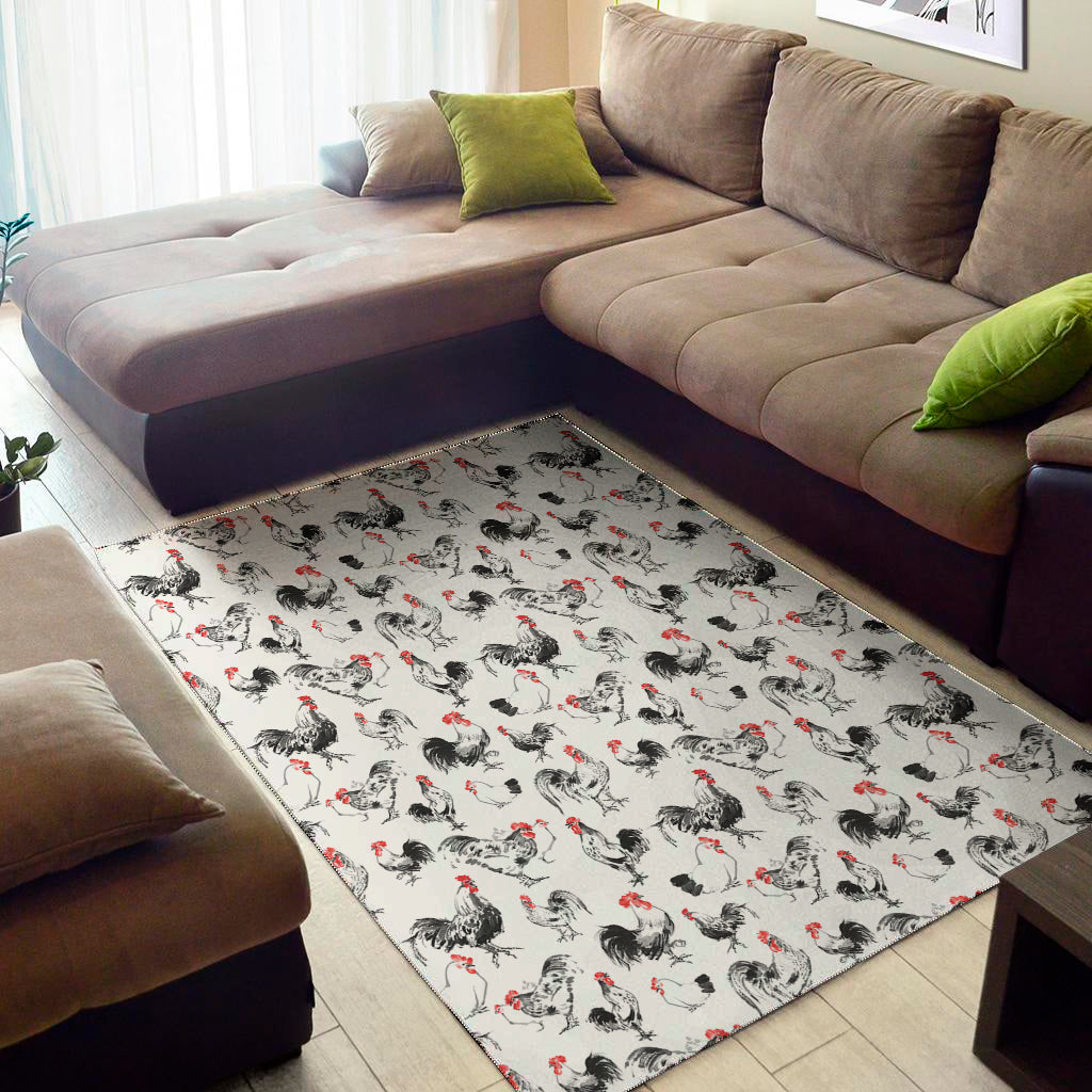 Chicken Ink Painting Pattern Print Area Rug