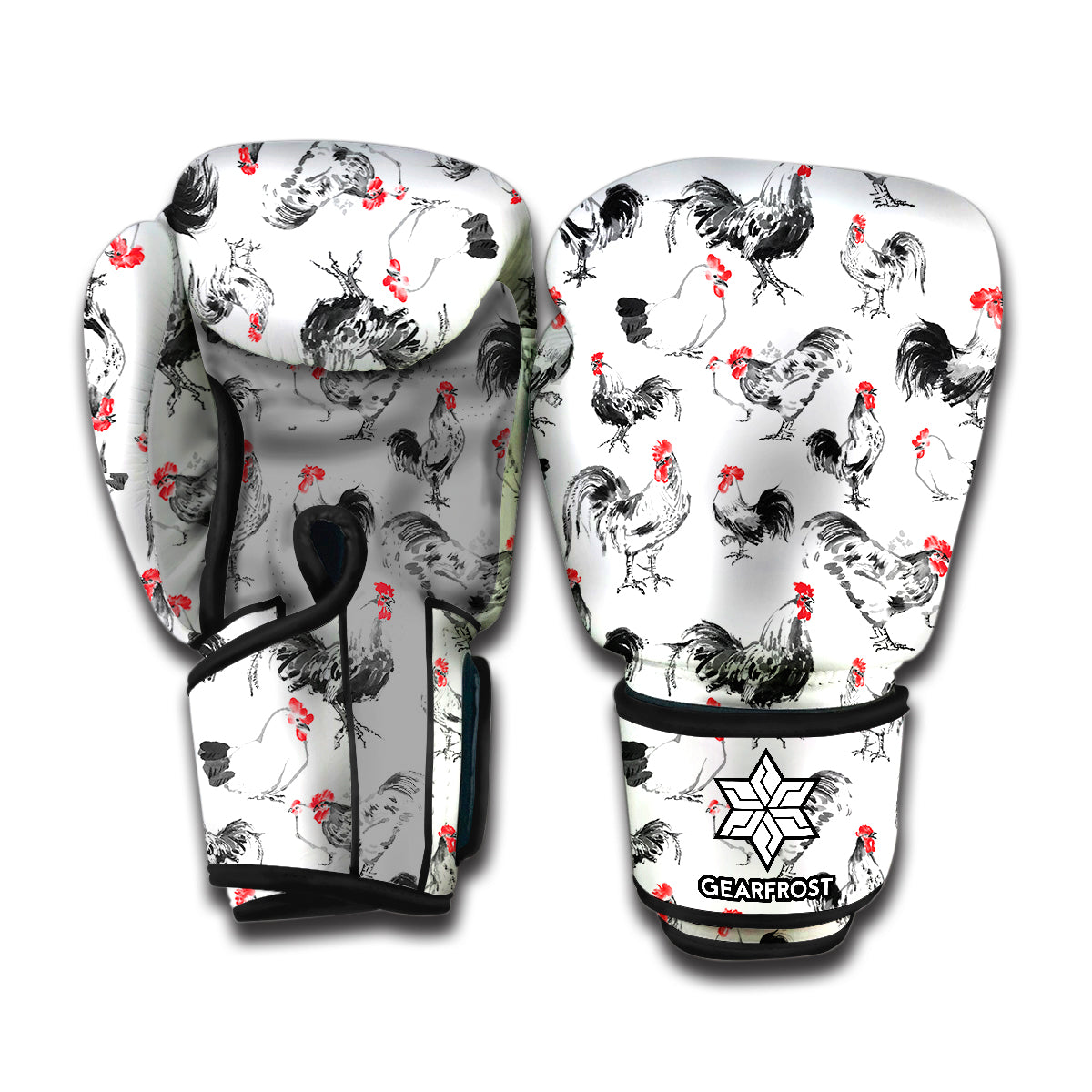 Chicken Ink Painting Pattern Print Boxing Gloves