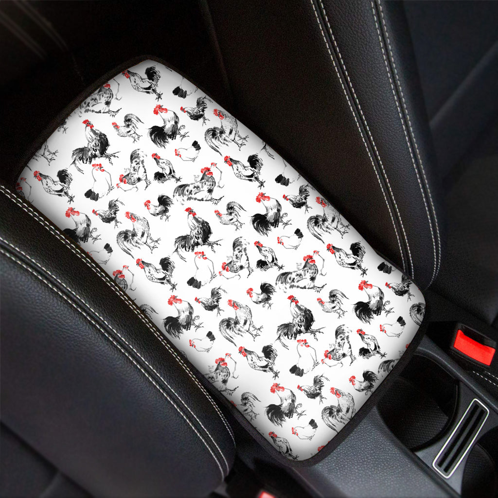 Chicken Ink Painting Pattern Print Car Center Console Cover