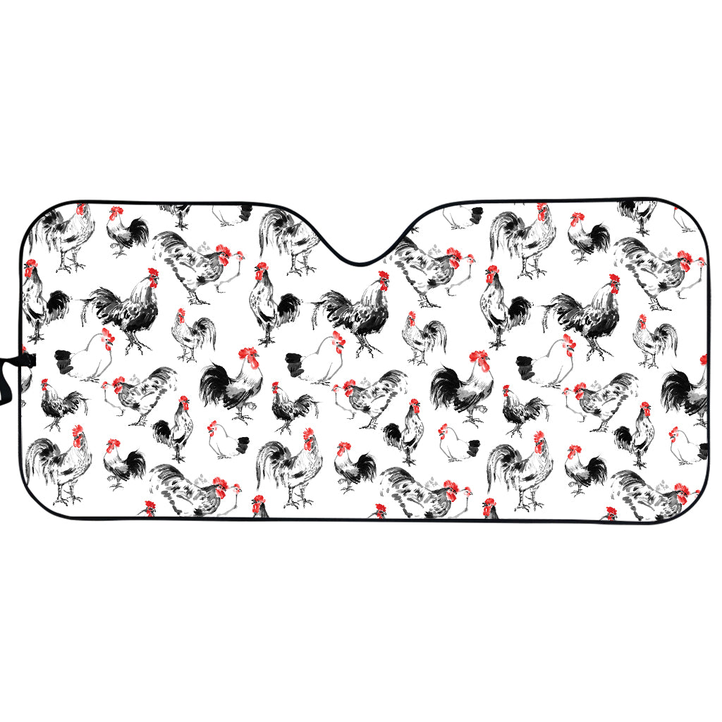 Chicken Ink Painting Pattern Print Car Sun Shade