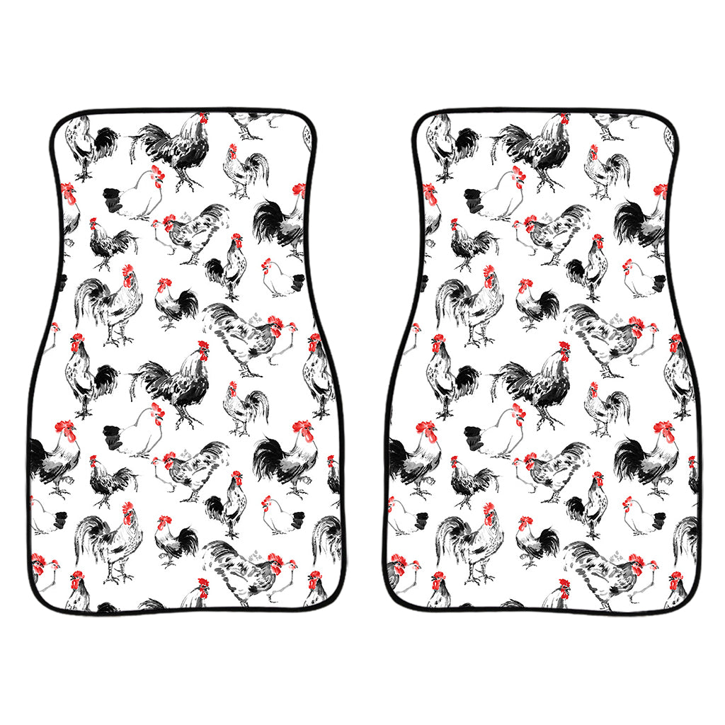 Chicken Ink Painting Pattern Print Front Car Floor Mats