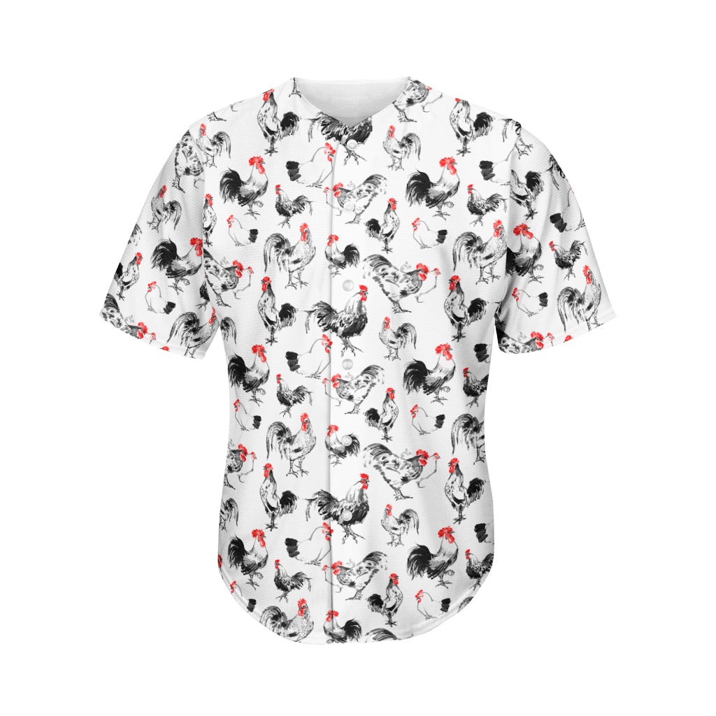 Chicken Ink Painting Pattern Print Men's Baseball Jersey