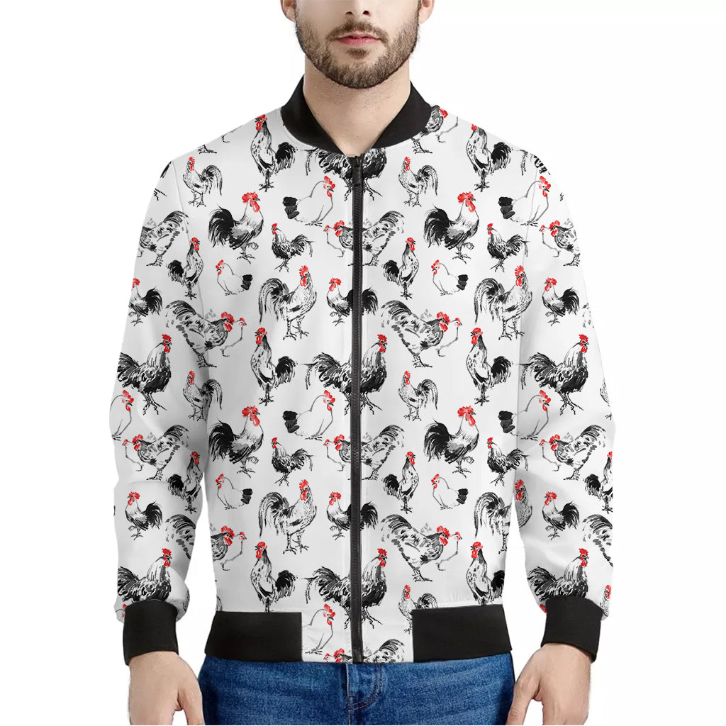 Chicken Ink Painting Pattern Print Men's Bomber Jacket