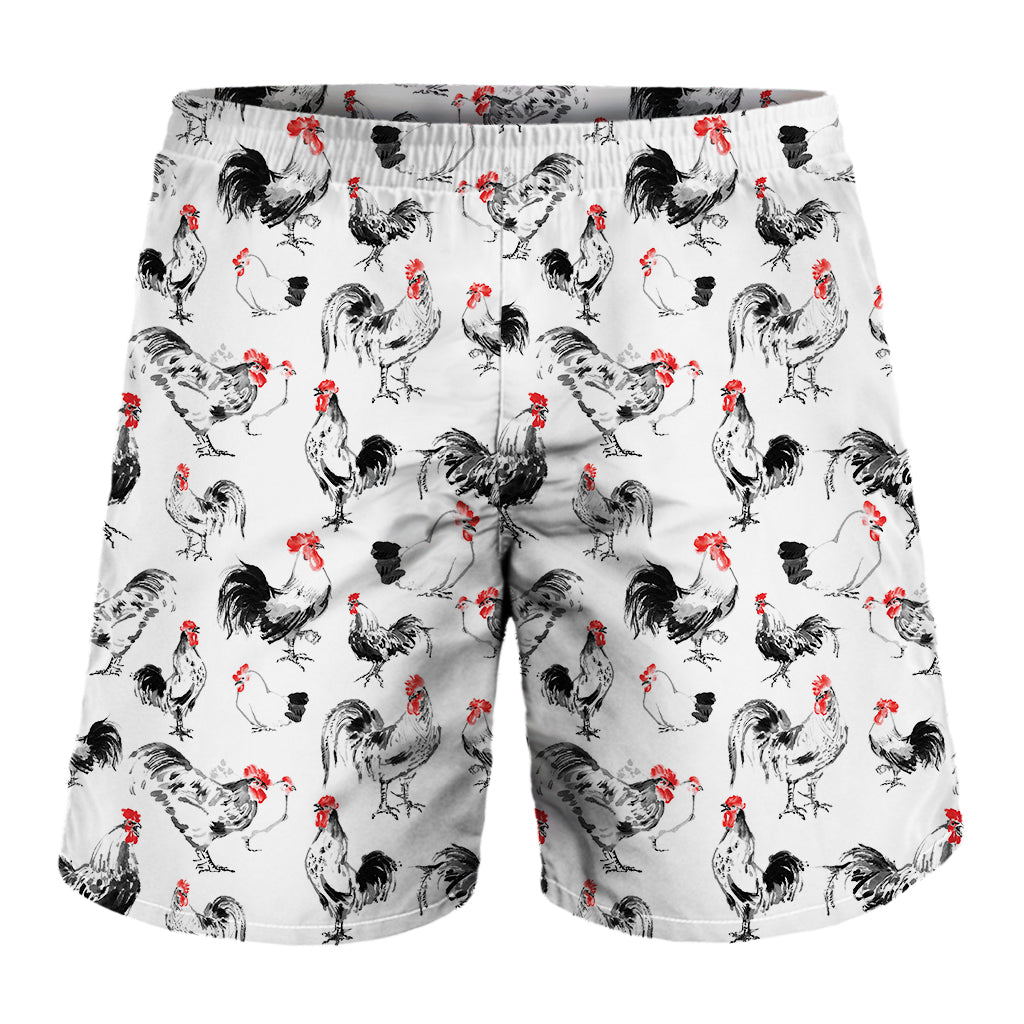 Chicken Ink Painting Pattern Print Men's Shorts