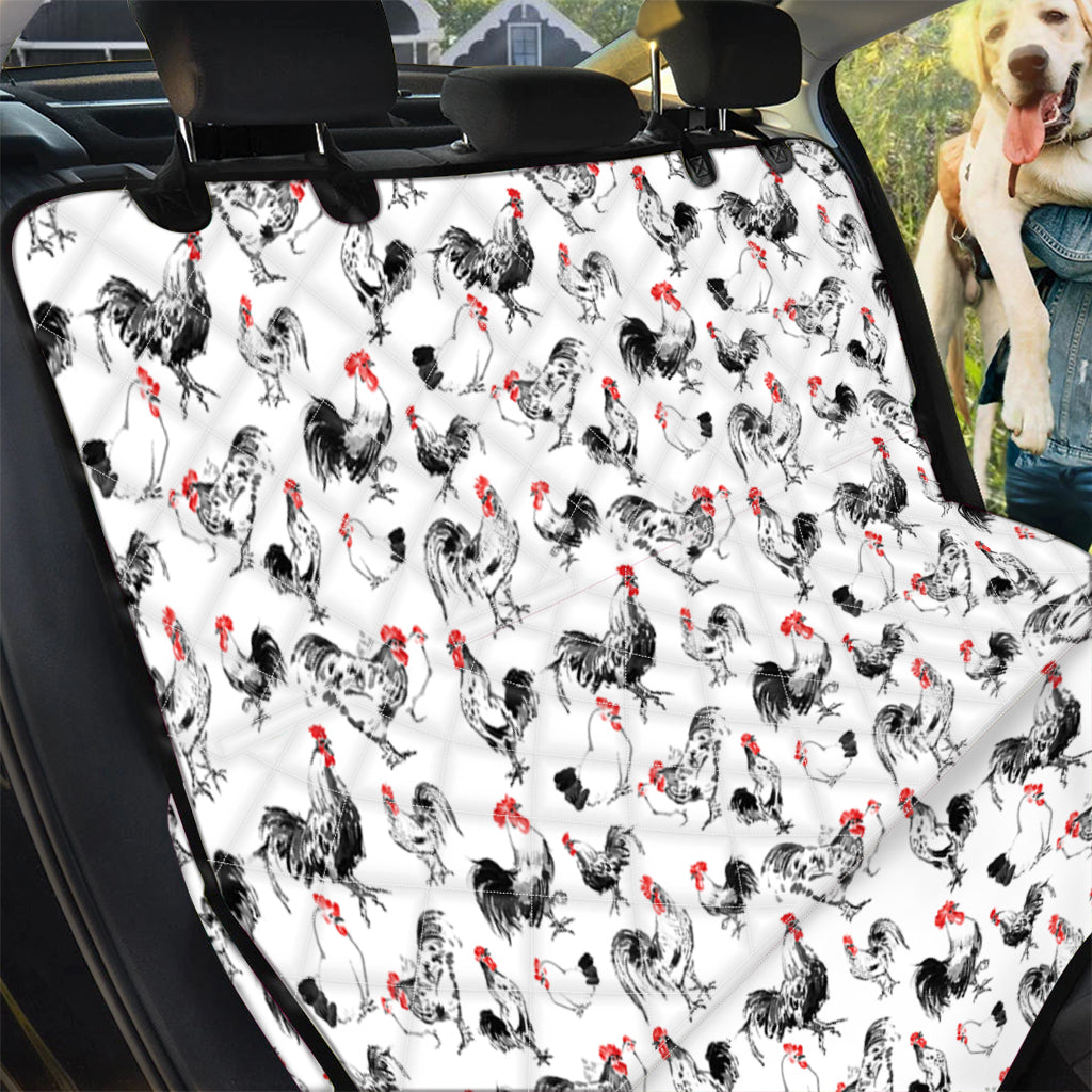 Chicken Ink Painting Pattern Print Pet Car Back Seat Cover