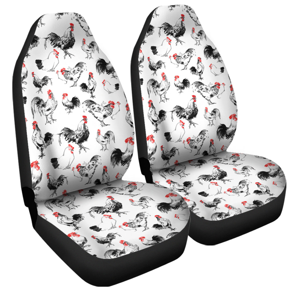 Chicken Ink Painting Pattern Print Universal Fit Car Seat Covers