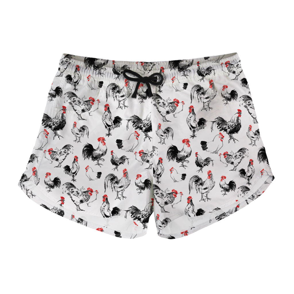 Chicken Ink Painting Pattern Print Women's Shorts