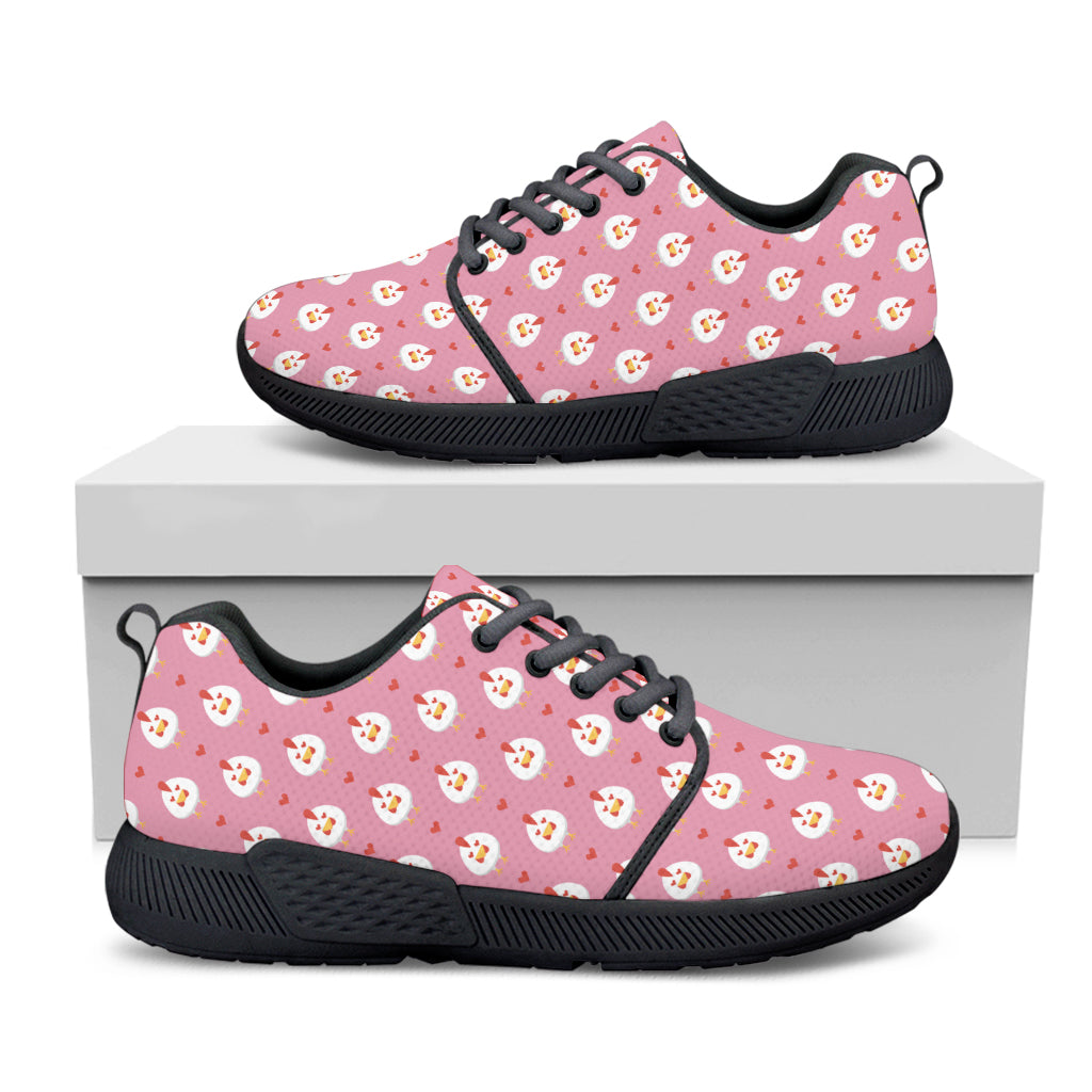 Chicken Love Emoji Pattern Print Black Athletic Shoes