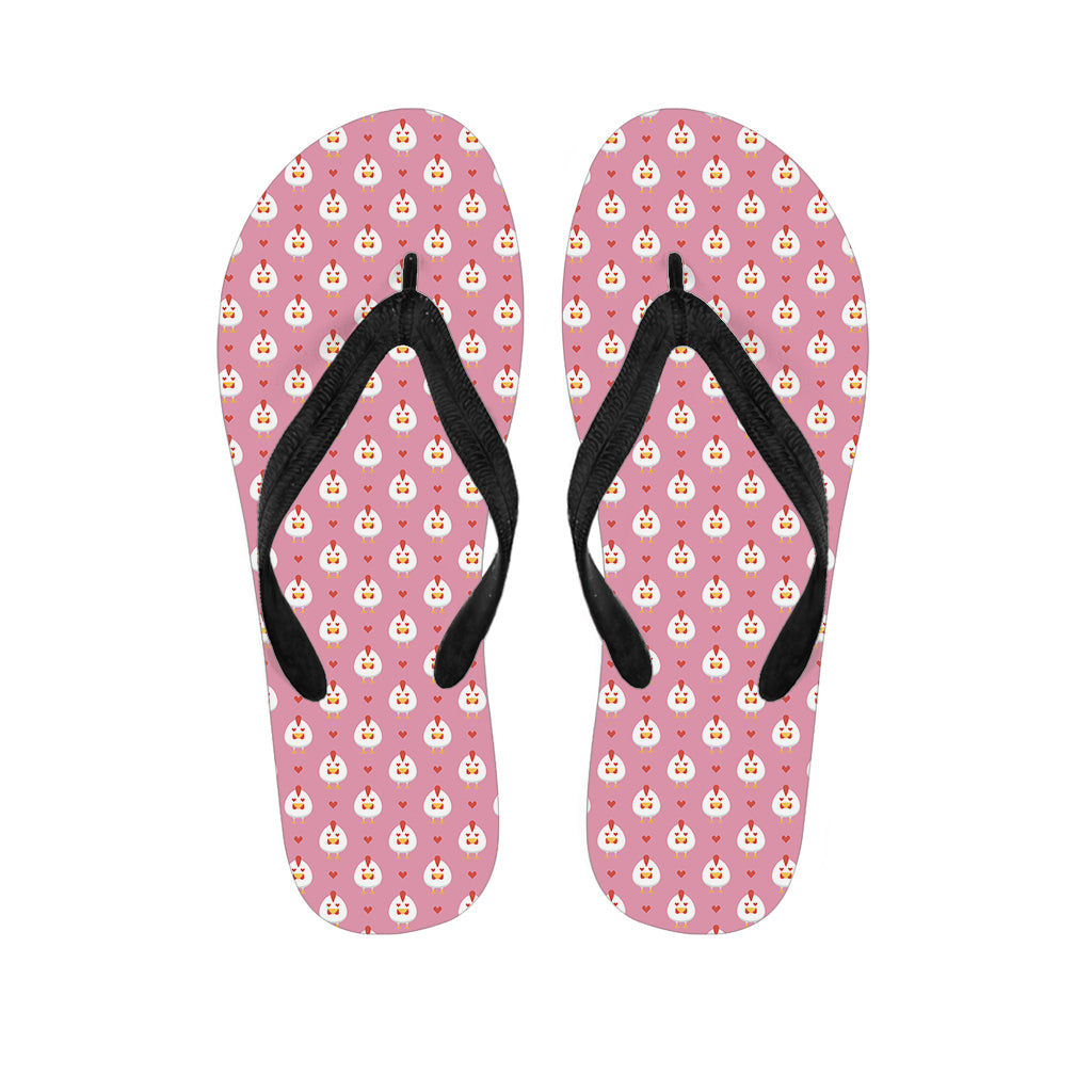 Chicken Love Emoji Pattern Print Flip Flops