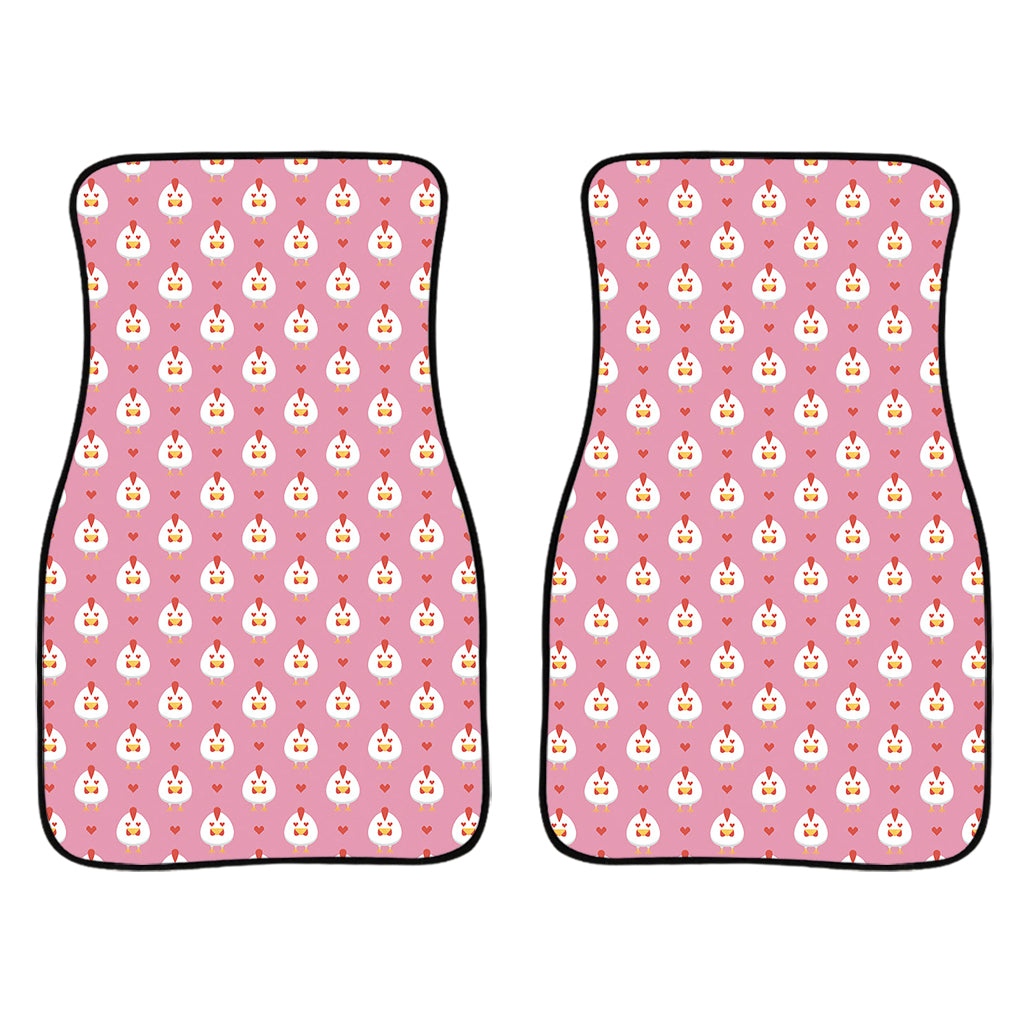 Chicken Love Emoji Pattern Print Front Car Floor Mats