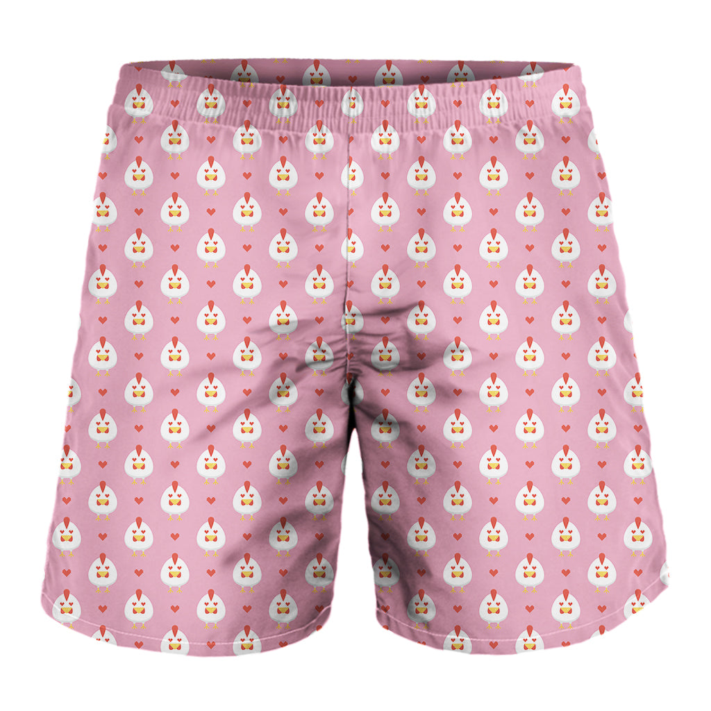 Chicken Love Emoji Pattern Print Men's Shorts