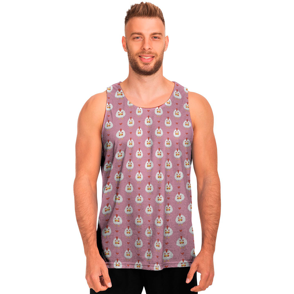 Chicken Love Emoji Pattern Print Men's Tank Top