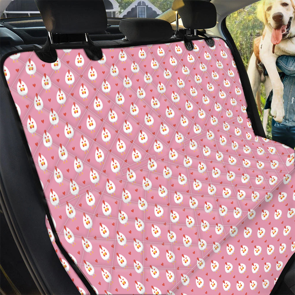 Chicken Love Emoji Pattern Print Pet Car Back Seat Cover