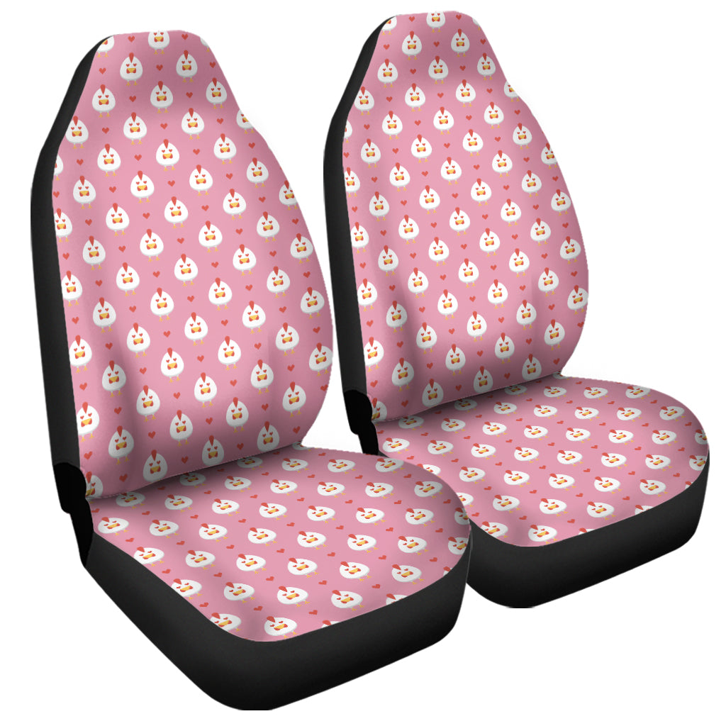 Chicken Love Emoji Pattern Print Universal Fit Car Seat Covers