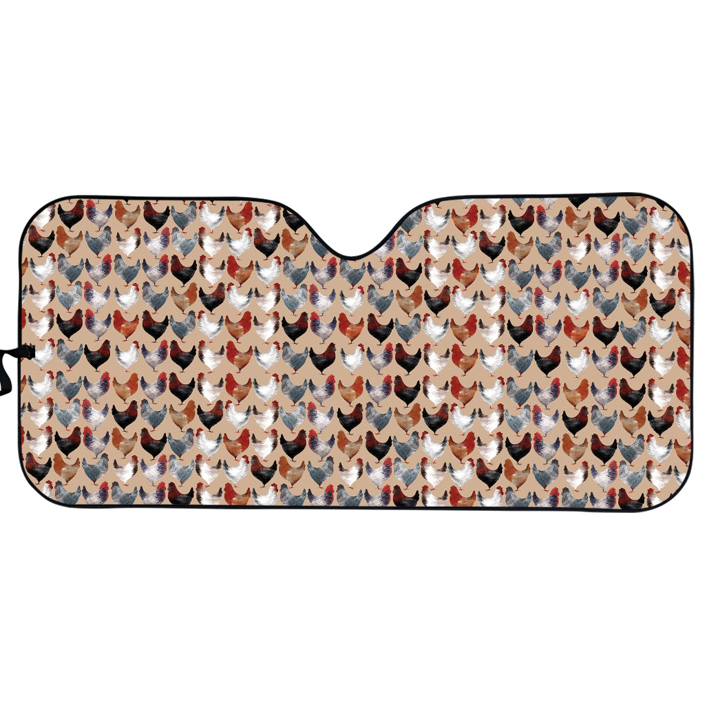 Chicken Painting Pattern Print Car Sun Shade