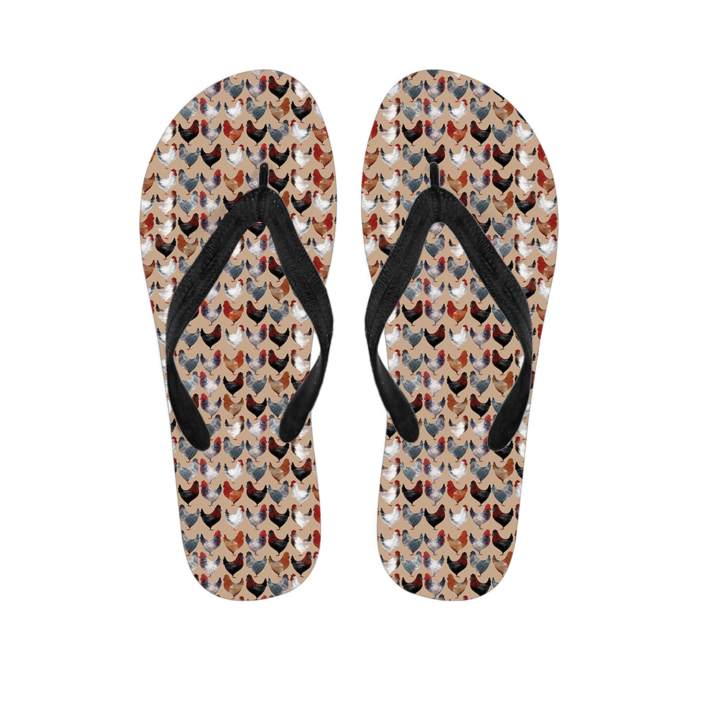 Chicken Painting Pattern Print Flip Flops