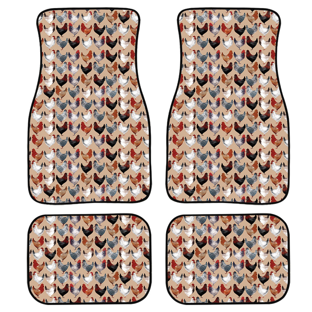 Chicken Painting Pattern Print Front and Back Car Floor Mats