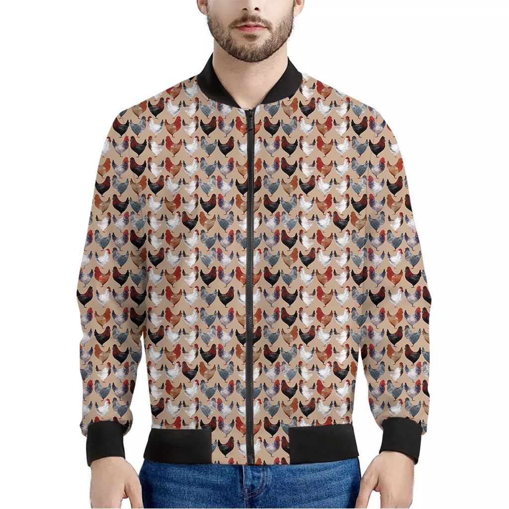 Chicken Painting Pattern Print Men's Bomber Jacket