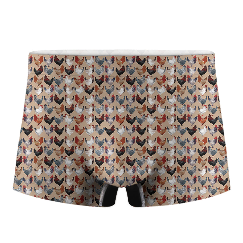 Chicken Painting Pattern Print Men's Boxer Briefs