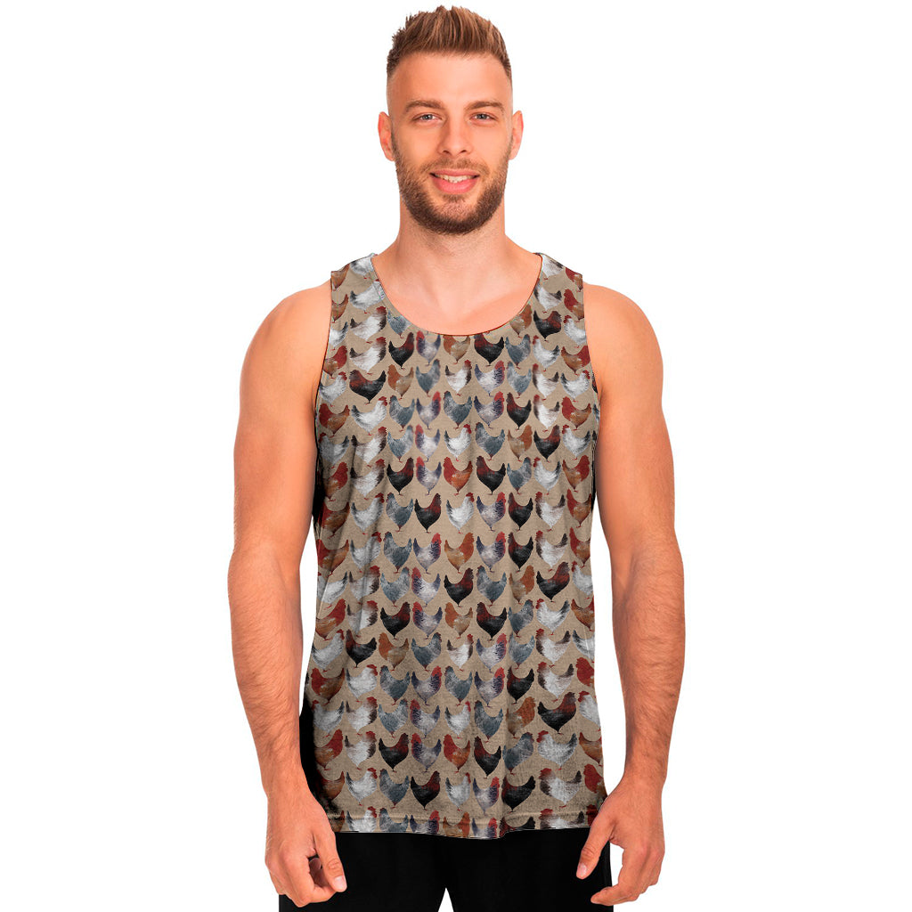 Chicken Painting Pattern Print Men's Tank Top