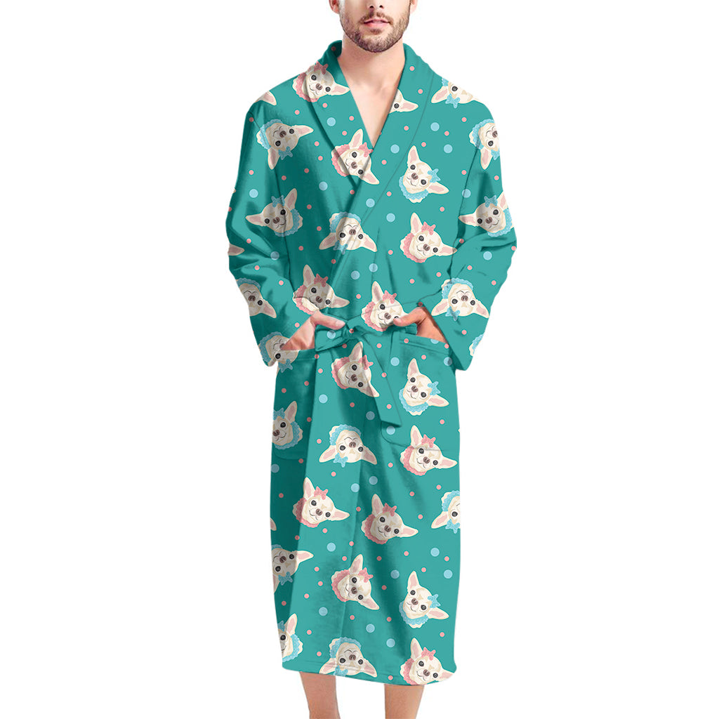 Chihuahua Puppy Pattern Print Men's Bathrobe