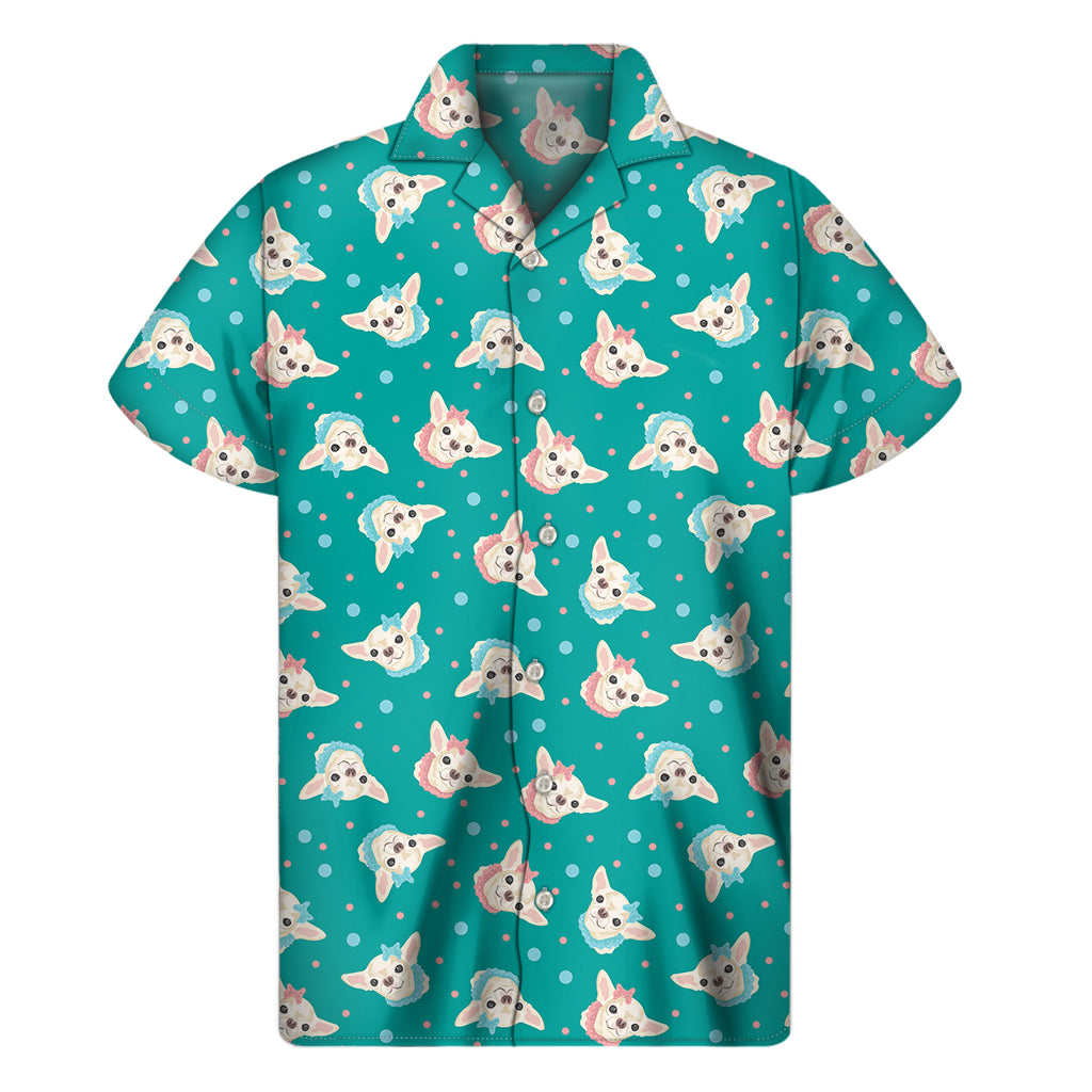 Chihuahua Puppy Pattern Print Men's Short Sleeve Shirt