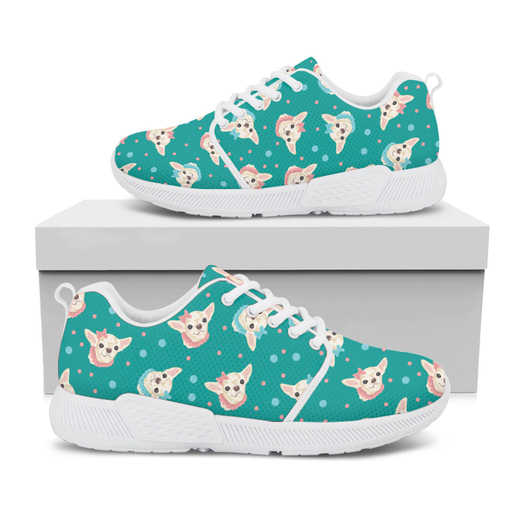 Chihuahua Puppy Pattern Print White Athletic Shoes