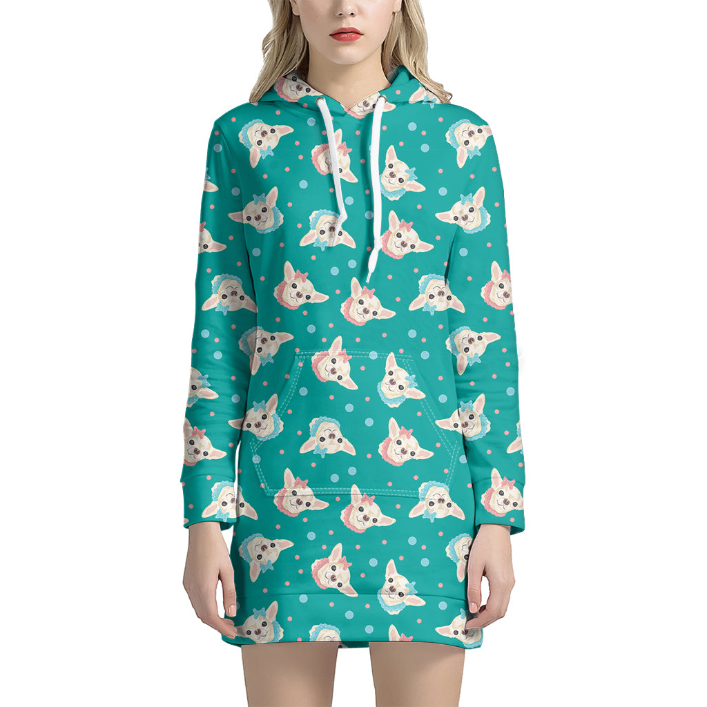 Chihuahua Puppy Pattern Print Women's Pullover Hoodie Dress