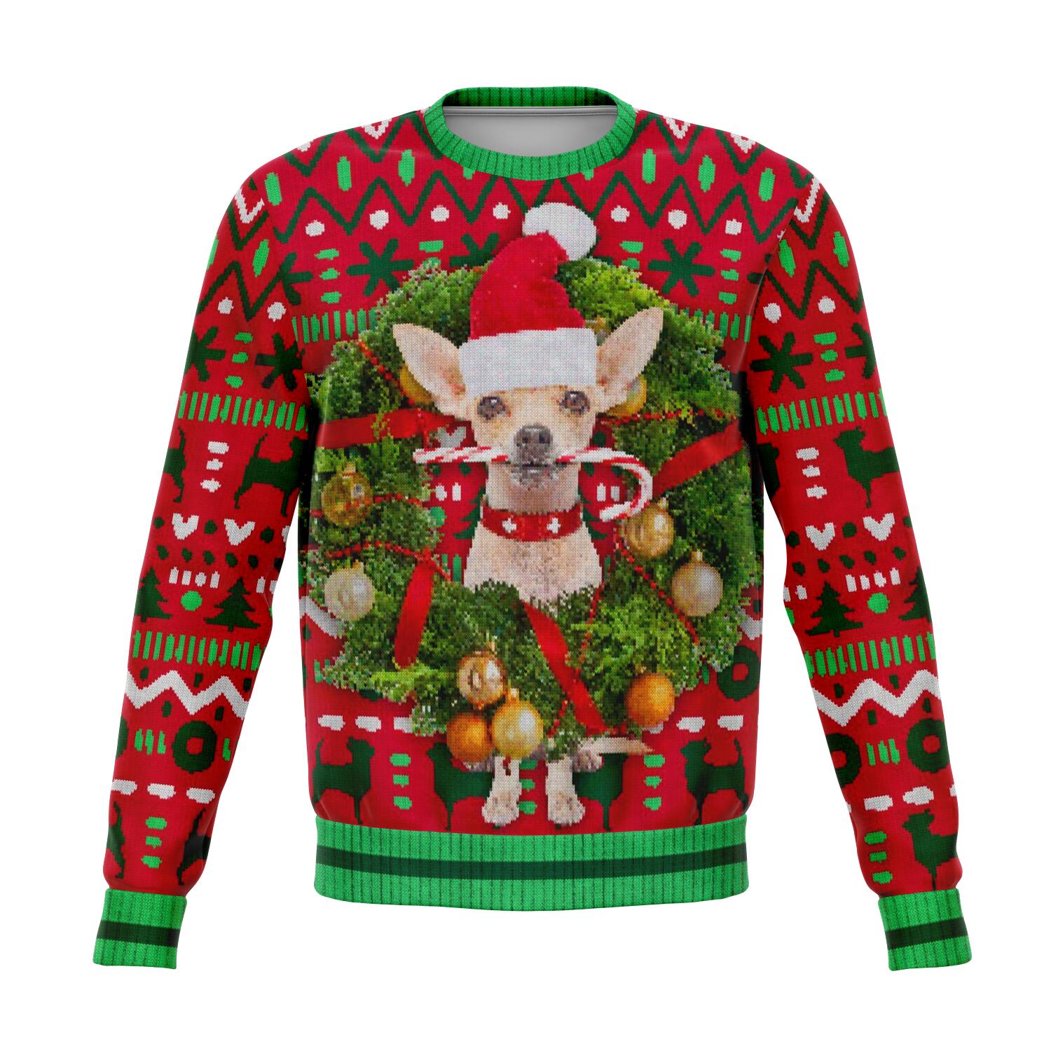 Chihuahua Wreath Christmas Crewneck Sweatshirt