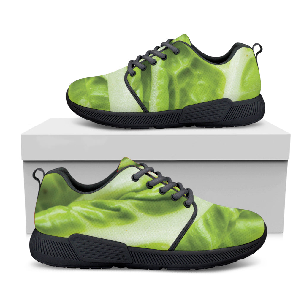 Chinese Cabbage Leaf Print Black Athletic Shoes