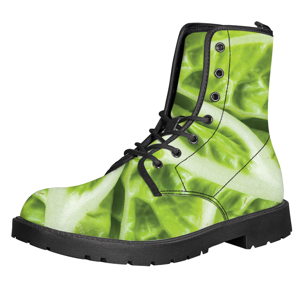 Chinese Cabbage Leaf Print Leather Boots
