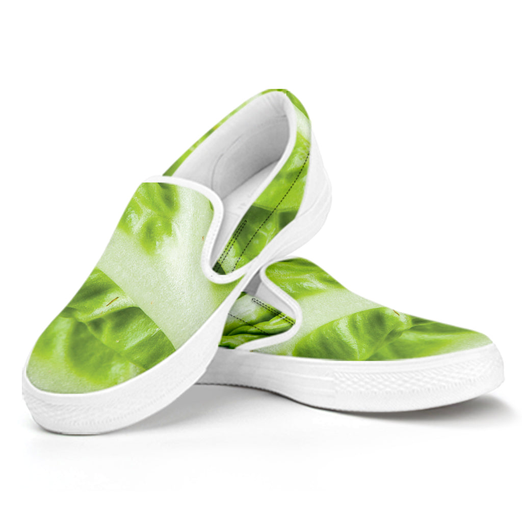 Chinese Cabbage Leaf Print White Slip On Shoes