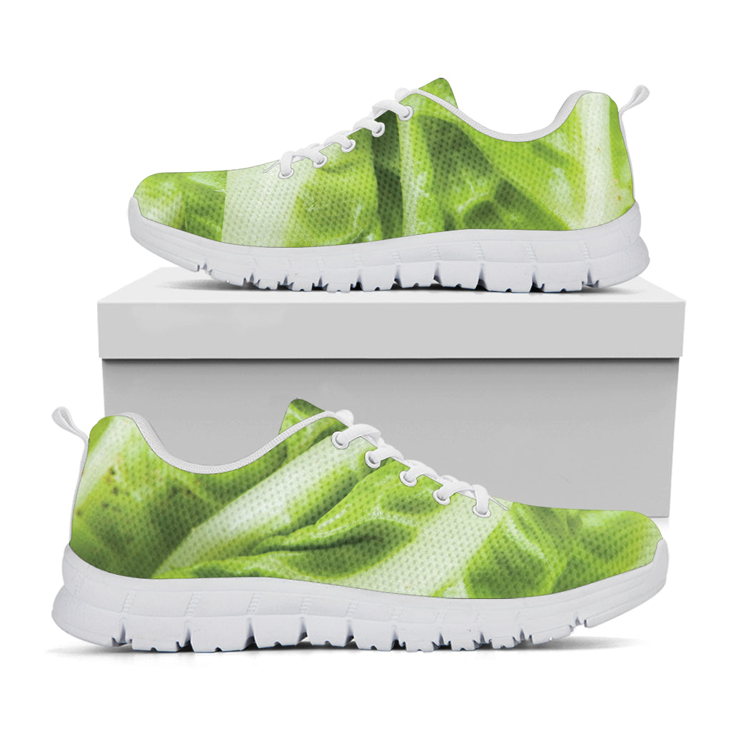 Chinese Cabbage Leaf Print White Sneakers