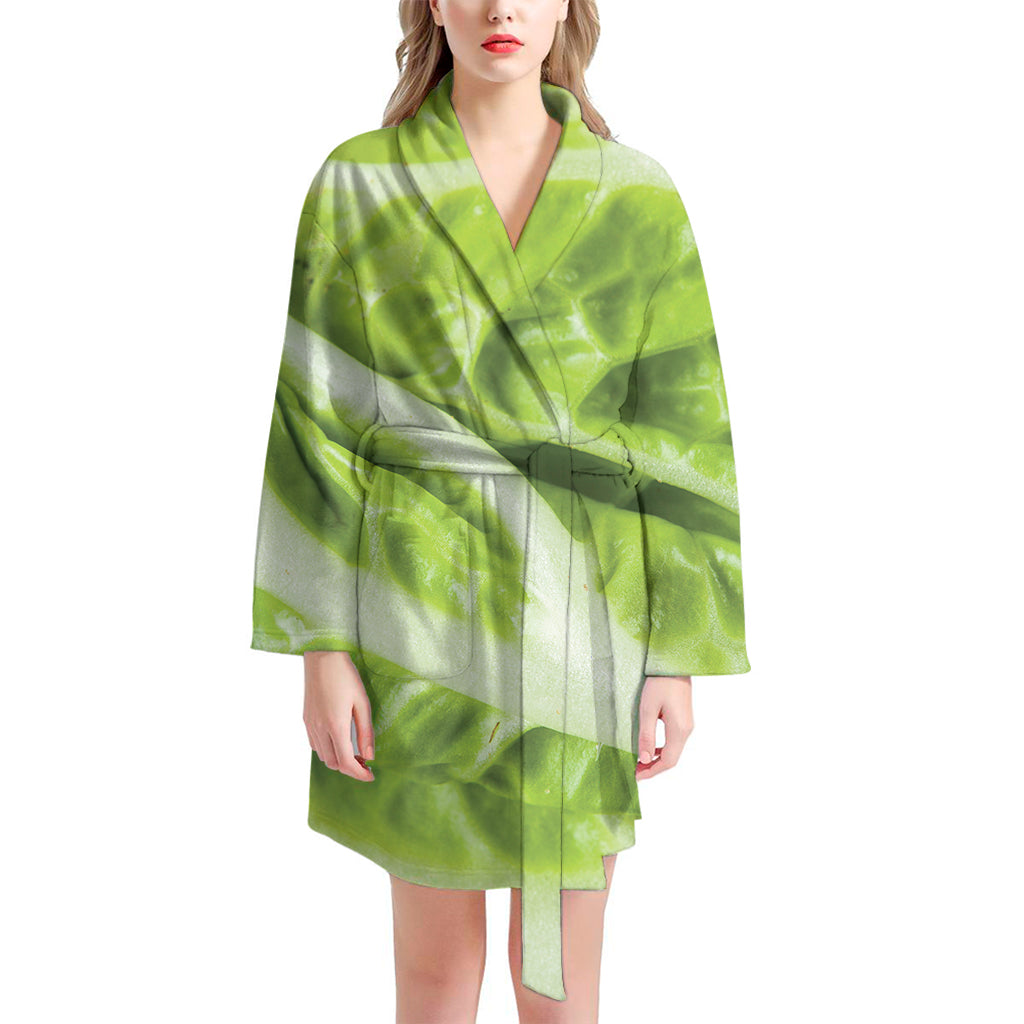 Chinese Cabbage Leaf Print Women's Bathrobe