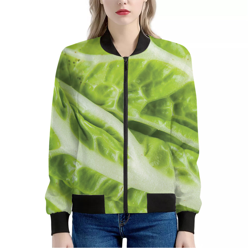 Chinese Cabbage Leaf Print Women's Bomber Jacket