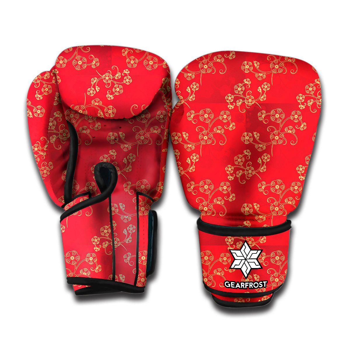 Chinese Cherry Blossom Pattern Print Boxing Gloves