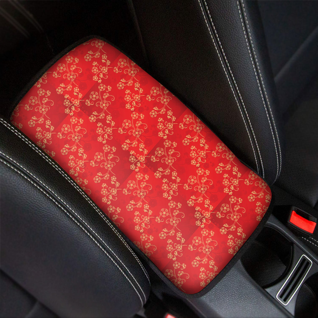 Chinese Cherry Blossom Pattern Print Car Center Console Cover