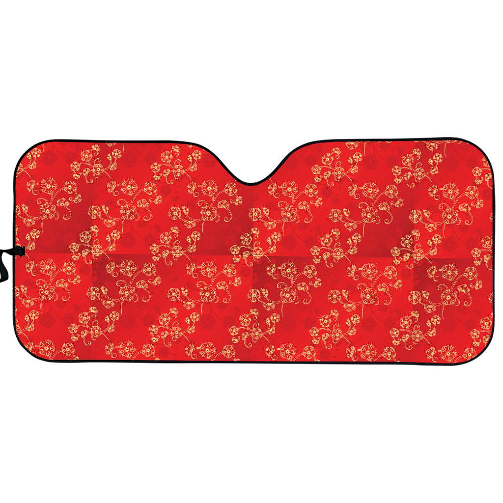 Chinese Cherry Blossom Pattern Print Car Sun Shade