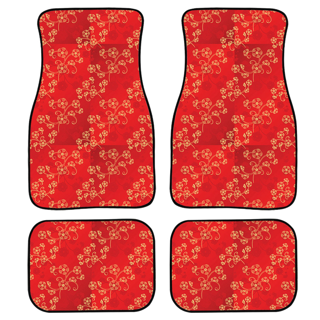 Chinese Cherry Blossom Pattern Print Front and Back Car Floor Mats